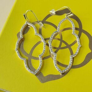 Kendra Scott Abbie Gold Open Frame Earrings White Crystal Chic Style